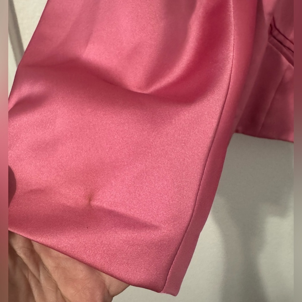 1980s Vintage Christian Dior Bubblegum Pink Satin Cinched Blazer Jacket NO SIZE - Picture 3 of 9